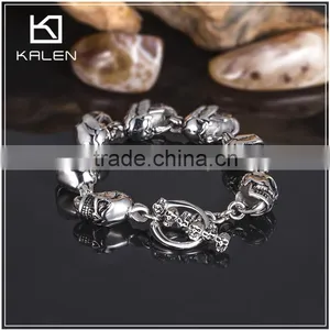 High Italian Skull Bracelet With Stainless Steel Bracelet Clasp thumbnail-2