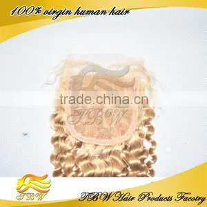 Wholesale Russian Hair Extensions Russian Blonde Curly Closure thumbnail-4
