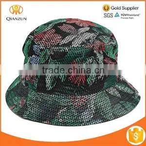 Custom Print Bucket Hat Black Mesh Floral thumbnail-1