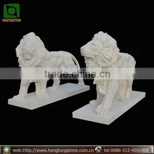 Outdoor Decorative White Marble Life Size Lion Statues thumbnail-1