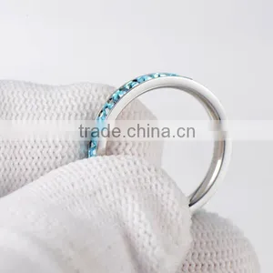 316L Stainless Steel Tanzanite Blue Cubic Zirconia CZ Eternity Wedding 4MM Band Ring thumbnail-3