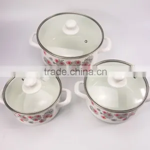 6 Pcs Flower Printing Enamel Cookware Set With Decoration thumbnail-4