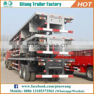 Competitive Price Utility Tri-Axle Semi Trailer 50 Ton Flat Bed Trailer For Sale thumbnail-4