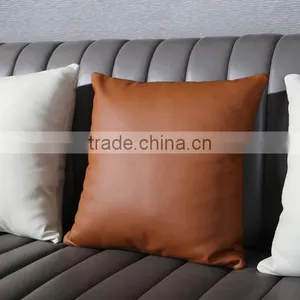Artistic Grey Color Genuine Leather Living Room Sofa, Golden Color Stainless Steel Coffee Table With Marble Top(MOQ=1 SET) thumbnail-4