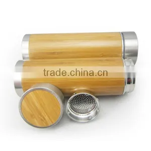 Customized Bamboo Water Bottle 360ml Stainless Steel Travel Mug With Logo Printing/carving thumbnail-6