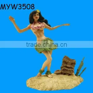 Fashionable Hawaii Hula Girl Resin Sexy Sculpture thumbnail-1