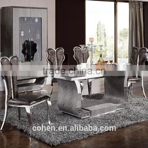 AH107 Crocodile Leather Design Royal Stylish Rectangular Dinning Table With Stainless Steel Leg thumbnail-1