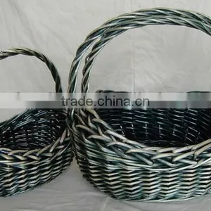New Hot Handmade Round Shaped Wicker Storage Baskets, Wicker Laundry Basket With Handles thumbnail-1