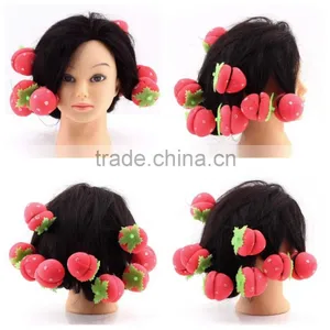 12xStrawberry Balls Hair Care Soft Sponge Rollers Curlers Lovely DIY Tool New Design Hair Curler As Seen On TV Magic Hair Curler thumbnail-1