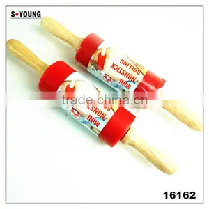 16162 Rolling Pin Non-Stick Silicone Surface Rolling Pin Wooden Rolling Pin Handl thumbnail-1