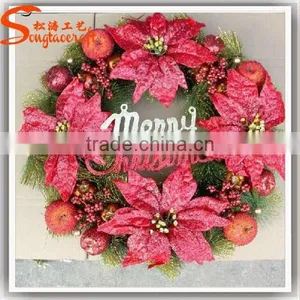 China Factory Cheap Indoor Artificial Flowers for Wreaths Wreath Frame Artificial Boxwood Flower Wreath for Sale Home Decoration thumbnail-2