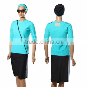 3 Piece Set Women Swimwear Modest Swimsuit Matching Shirt And Tights Skirt 3 Piece Suit thumbnail-1