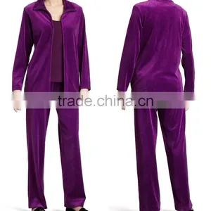Long Velour Jacket Sleeveless Tank-Velour Pants Petite for Women thumbnail-1