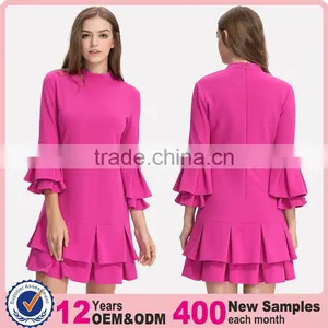 New Fashion Pleated Lantern Skirt Dress Elegant Ladies Skater Dress thumbnail-1