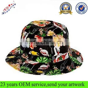 Fashion Cheap Bucket Hat/Round Top Floral 100 Cotton Bucket Hat thumbnail-1