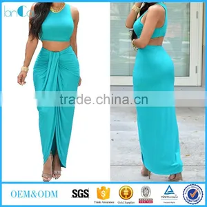 Pictures of Long Skirts and Tops for Women's Sexy 2 Pieces Tank Tops Bodycon Maxi Skirt thumbnail-1