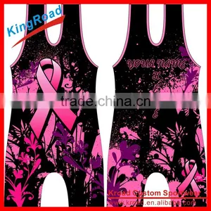 High Quality Sleeveless Bodysuit Cool Dry Wholesale Wrestling Singlets for Women Pink Wrestling Singlet thumbnail-1