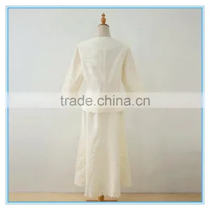 Ladies Formal Mesh Suits Embroidery White Elegant Blouse And Skirt Sets thumbnail-3