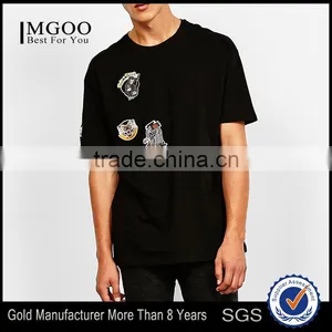 MGOO Newest Arrival Beautiful Embroidered T-shirt Custom Handmade Animal Pattern Tees Mens Black Cotton Tshirts thumbnail-1