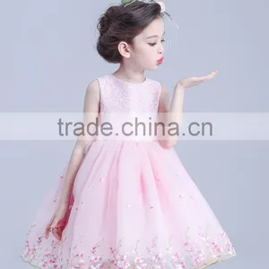 Sleeveless Flowers Girl Wedding Elegant Satin O-neck Kids Dress Waist Bow Flower Dresses thumbnail-3