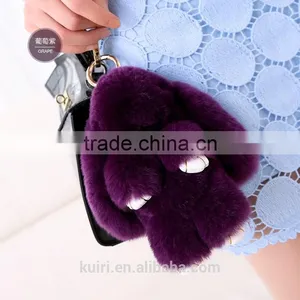 13-18cmRabbit Fur Doll Handmade Bunny Key Chain for Handbag or Car Pendant Key Ring Pom Pom Keychain thumbnail-2