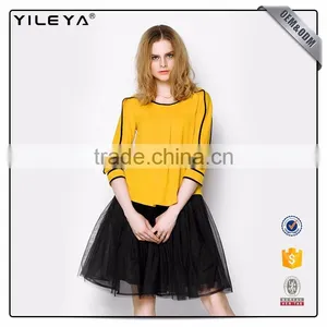Oem Services Solid Color Comfortable Material Ladies Top Blouse thumbnail-3