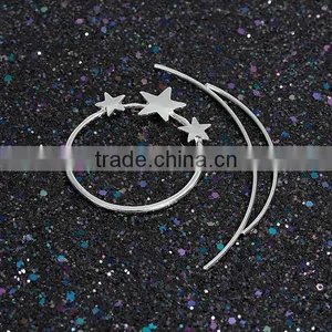 Wholesale Zinc Based Alloy Circle Ring Silver Tone Pentagram Star Wedding Hairpins thumbnail-3