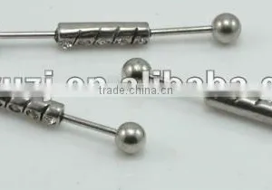 Special Design Bar With Stone Industrial Barbell Body Tongue Rings Piercing Jewelry thumbnail-1