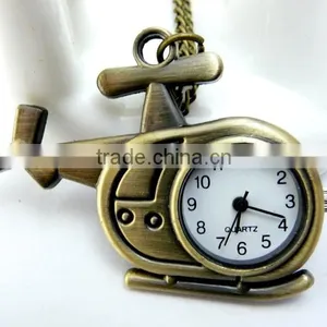 Free Shipping!!! 50*32mm Cartoon Helicopterpendant Pocket Watch @ Mixed Antique Bronze Mechanical Locket Watch Pocket thumbnail-1