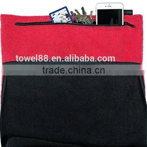 100% Cotton Magnet Strap Zipper Pocket Fitness Towels, Zip Pocket Gym Towels thumbnail-1