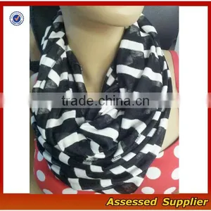 Stripe Women Knit Infinity Loop Scarf/ Warm and Cozy Infinity Scarf/ Lightweight Loop Circle Scarves thumbnail-1