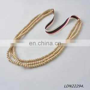 Latest Design Woven Tape Wooden Beaded Necklaces thumbnail-1