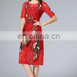 High Quality Midi Lace Dress, Oem Women Clothing Factory Dress thumbnail-4