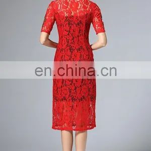 High Quality Midi Lace Dress, Oem Women Clothing Factory Dress thumbnail-5