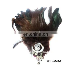 Fashion Elegant Feather Fabric Brooch With Colors Crystal Rhinestone Stonestone thumbnail-1