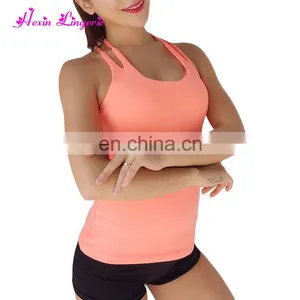 Oem Factory Wholesale Fashion Women Sports Yoga Orange Tank Top Gym thumbnail-2