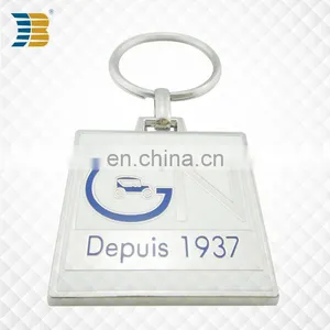 Square Custom Made Metal Zinc Plating Keychain With Keyring thumbnail-1