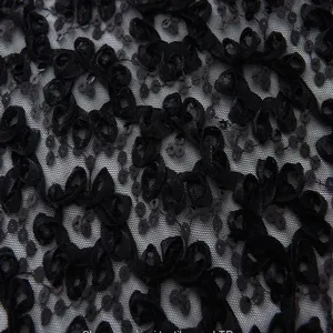 Black and Gold Sequin Paillette Fabric Embroidery thumbnail-1