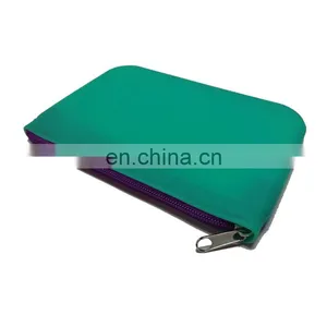 Factory Both Side Plain Design Zipper Cosmetic Purse Wallet Kids Pencil Case Silicone Bag thumbnail-4