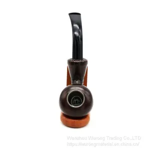 160mm Length Wooden Resin Short Tobacco Pipe With Small Red Bending Head for Smoking thumbnail-2