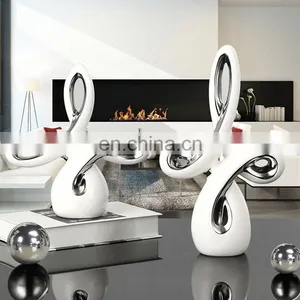 Nordic Modern Hotel Home Decoration Creative Design Artwork Silver-plated Ceramic Living Room Ornaments thumbnail-6