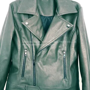 Women's Faux Leather Jacket Motocycle Biker PU Jacket thumbnail-4