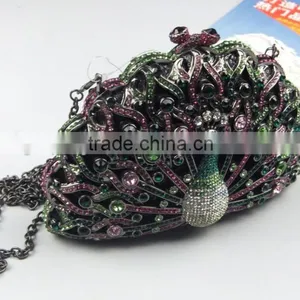 NEW Fashion Luxury Peacock Shape Bridal Evening Crystal Purse Clutch Bag For Women thumbnail-1