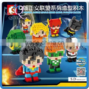 Mini Qute Sembo Kawaii 8pcs/lot Marvel Avenger Flash Batman Superman Diamond Plastic Building Block Model Educational Toy thumbnail-1