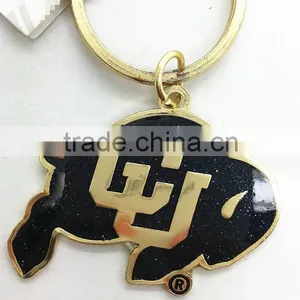 Custom Brass Cow Metal Key Chain With Black Glitter thumbnail-1
