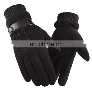 Cheap Women Men Fleece Lined Suede Fabriccar Bike Winter Warm Hand Bicycle Cycling Driving Gloves thumbnail-3