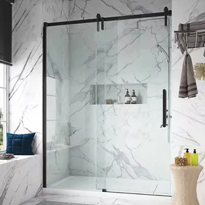 Modern Style Glass Bathroom Door Bedroom Cloakroom Interior Partition Doors Glass Folden and Sliding Door thumbnail-3