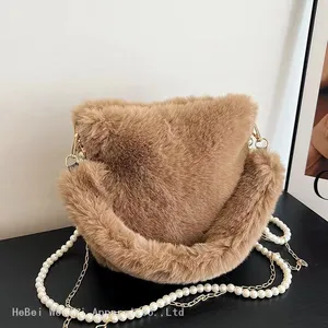 038Plush Bag Large Capacity Single Shoulder Oblique Cross Bag Fur Bag Female Bag Wholesale Discount thumbnail-1