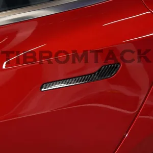 TIBROMTACK Carbon Fibre Door Handle Cover Protective Stickers for Tesla Model Y2020 Model 3 thumbnail-4