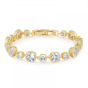 Paperclip Chain Bracelet 14K Gold Plated Cubic Zirconia Watch Strap Chunky Link Adjustable Stackable Jewelry For Women Girl Gift thumbnail-5
